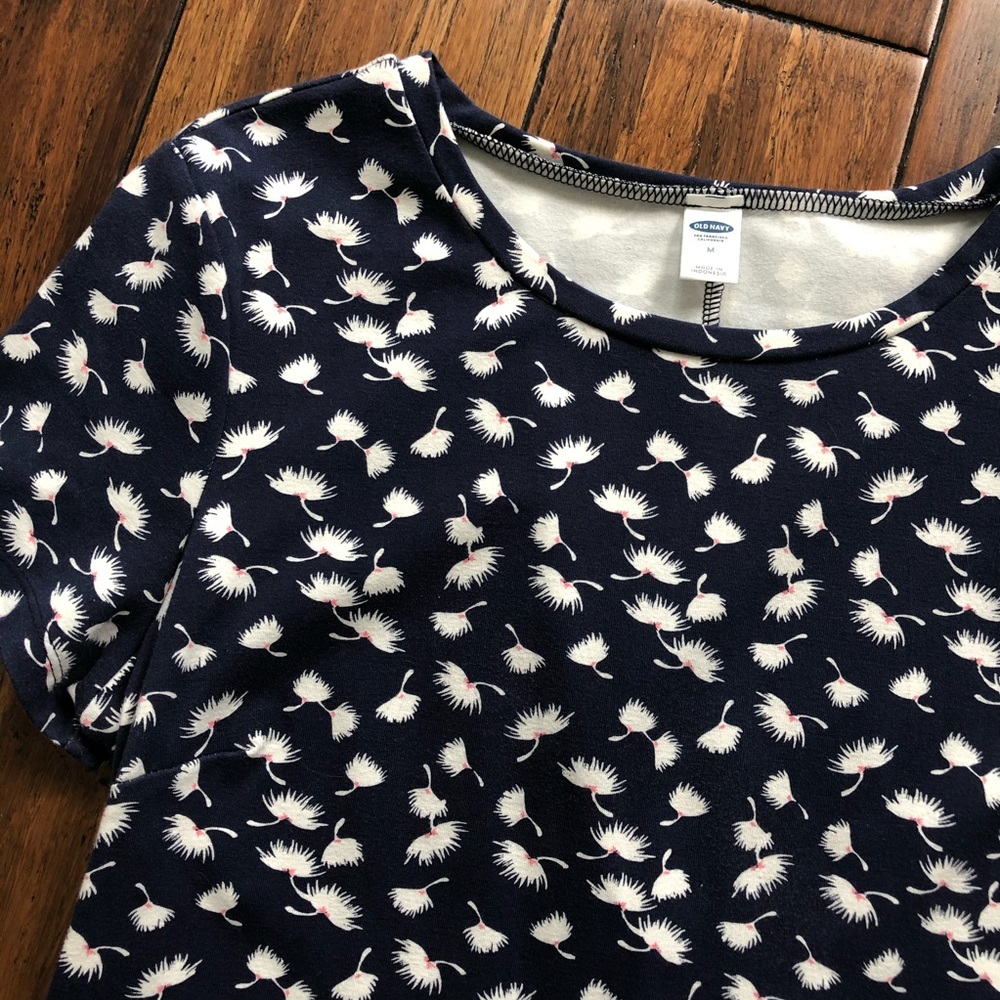 Navy Dandelion T-Shirt Dress
